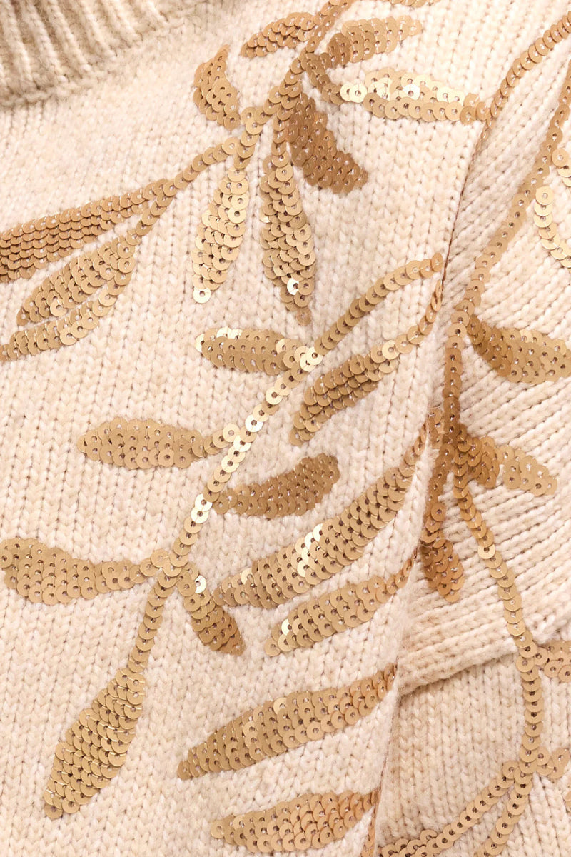 TR2391o Sequin Mock Neck Sweater - kc clothing