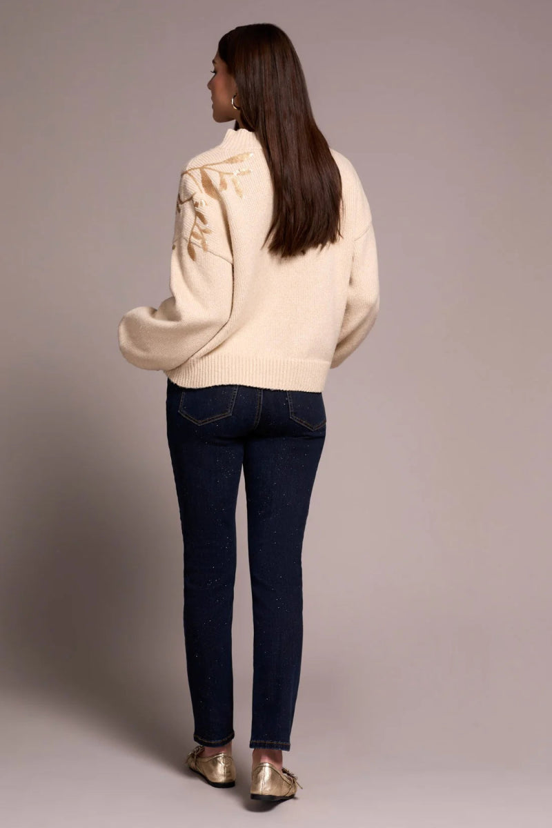 TR2391o Sequin Mock Neck Sweater - kc clothing