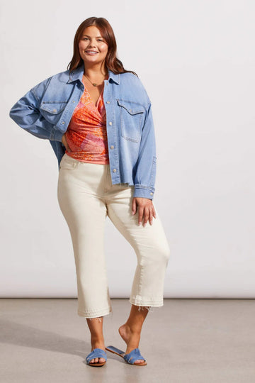 TR5408o Crop Denim Shacket - kc clothing