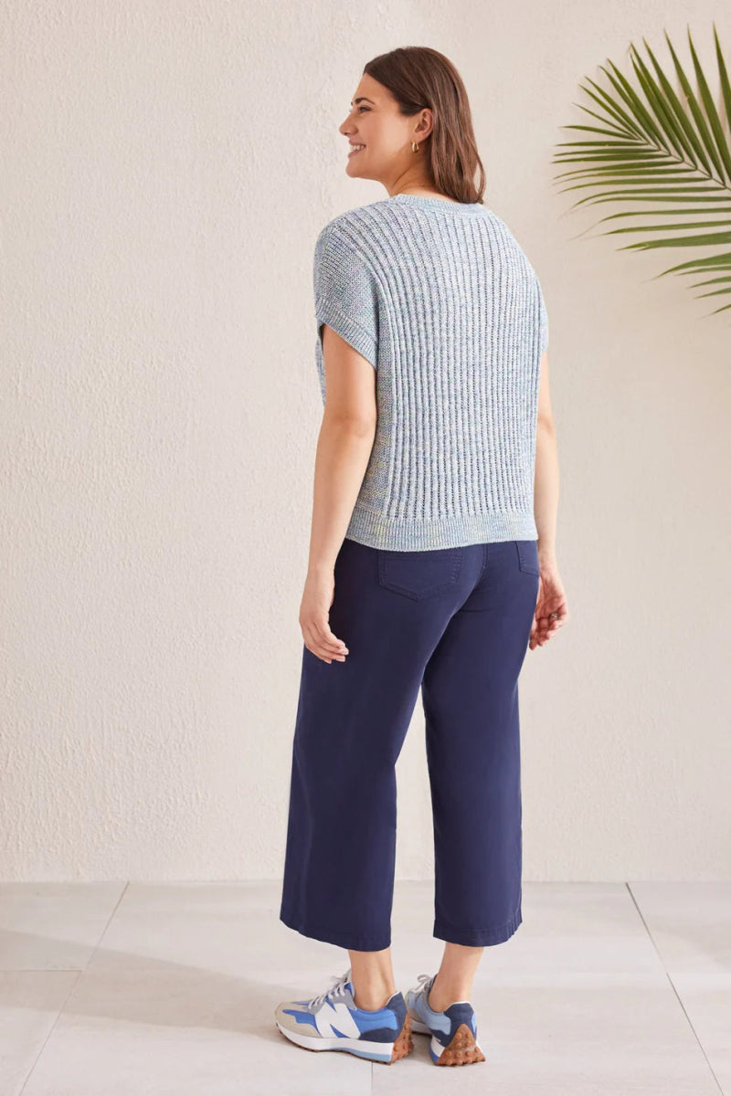 TR5419o Ribbed Sleevless Boat Neck Sweater - kc clothing