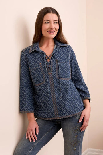 TR5437o Pop Over Blouse - kc clothing