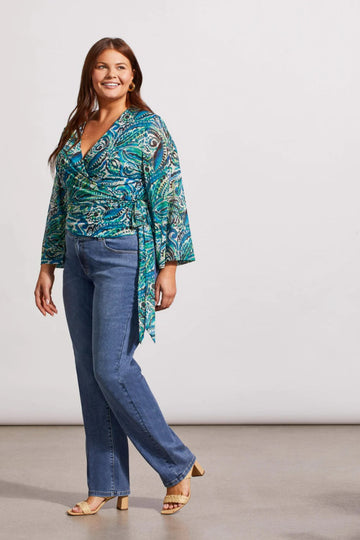 TR5460o Wrap Top W/ Bell Sleeve - kc clothing