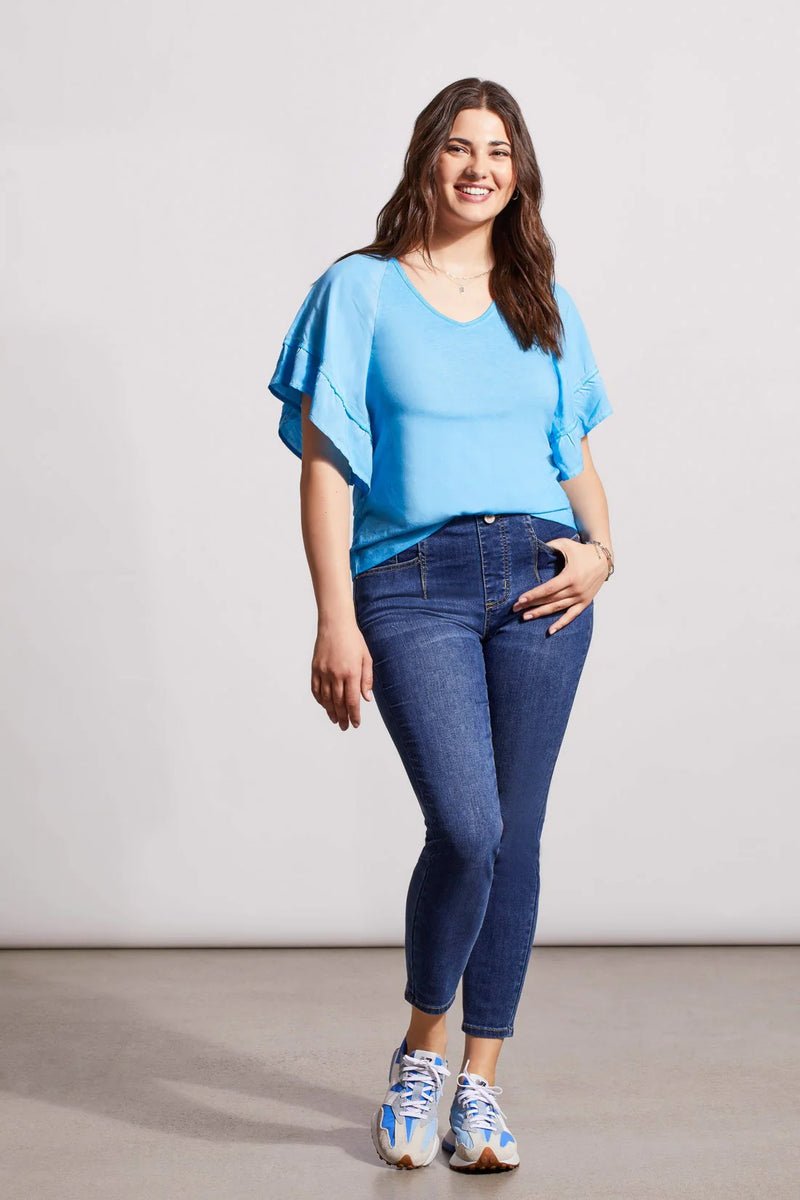 TR5479o V - Neck Raglan Combo Slv Top - kc clothing