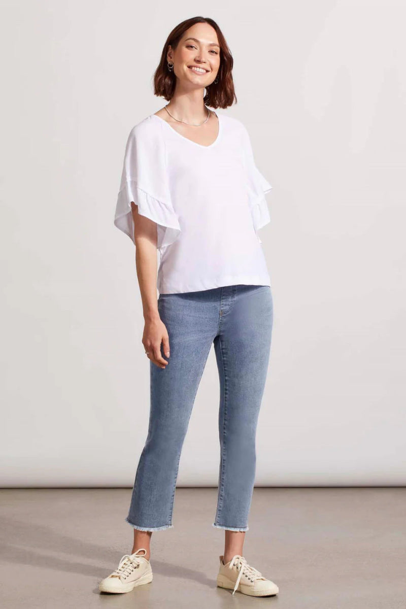 TR5479o V - Neck Raglan Combo Slv Top - kc clothing