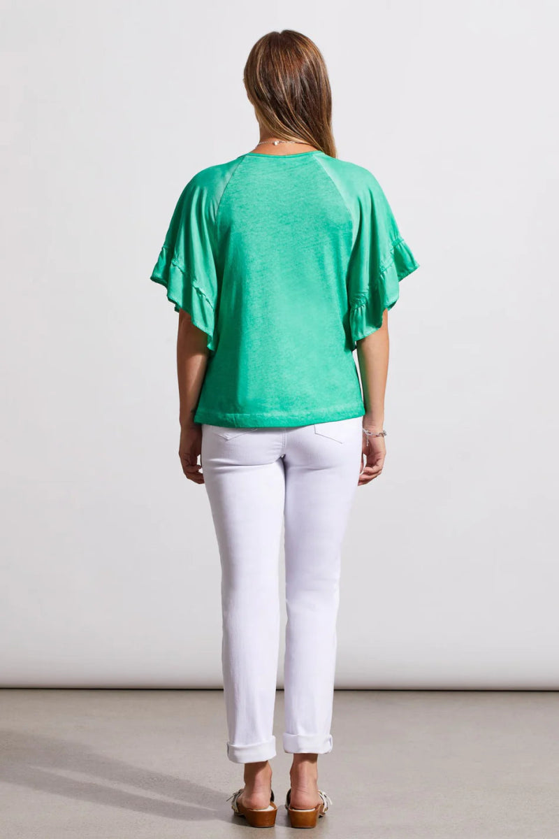 TR5479o V - Neck Raglan Combo Slv Top - kc clothing