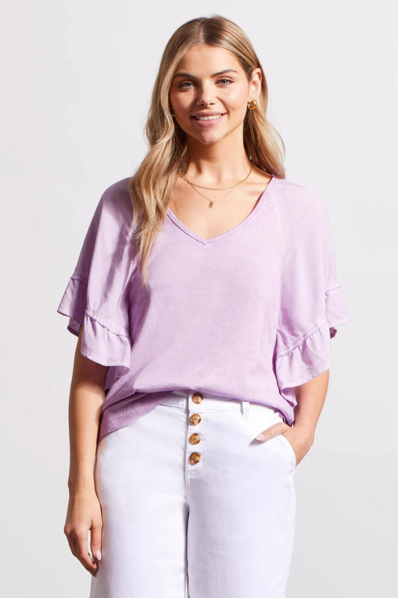 TR5479o V - Neck Raglan Combo Slv Top - kc clothing
