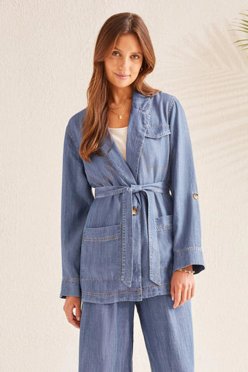 TR5491o Flowy Jacket W/ Removable Belt - kc clothing