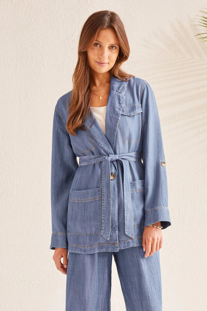 TR5491o Flowy Jacket W/ Removable Belt - kc clothing