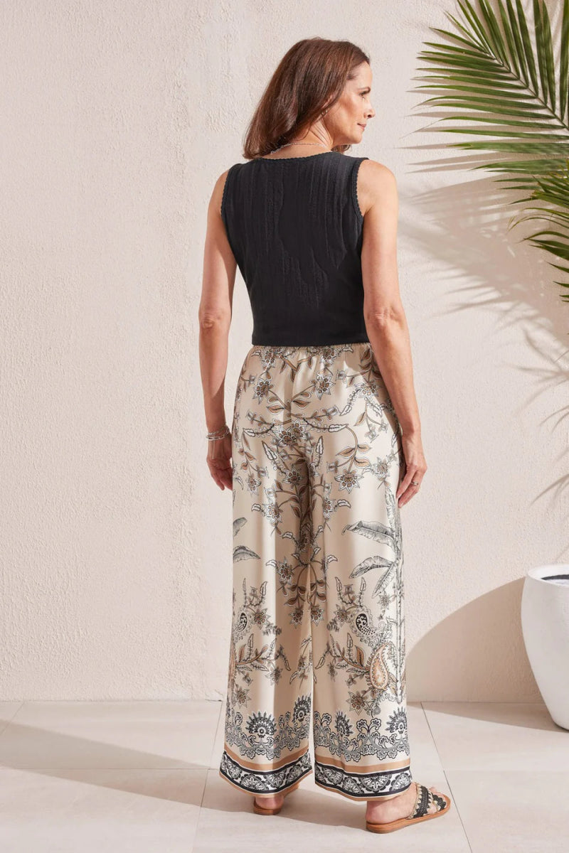 TR5498o Border Print Flowy Pant - kc clothing