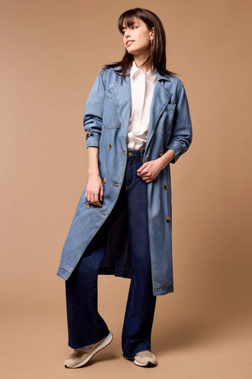 TR5558o Denim Trench Coat - kc clothing
