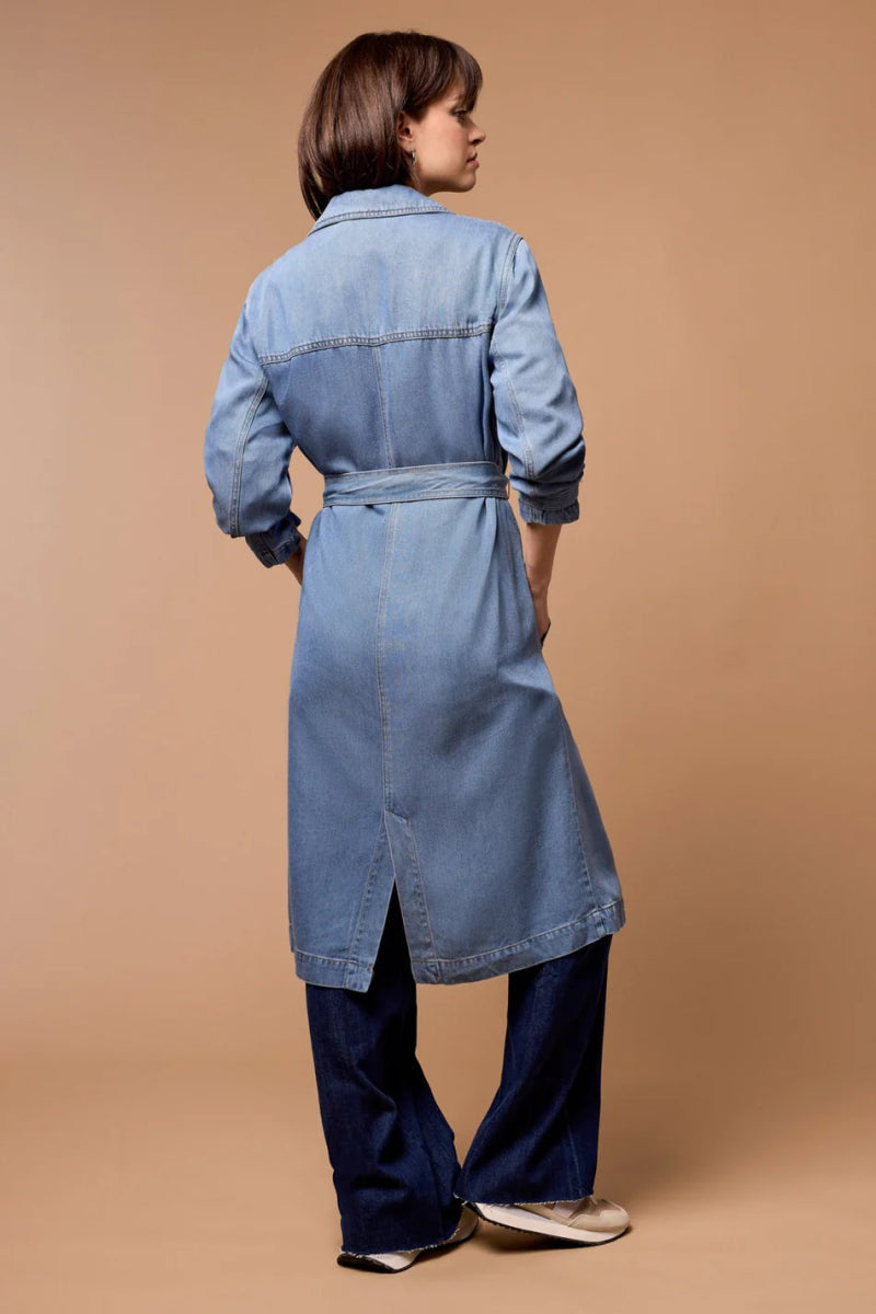 TR5558o Denim Trench Coat - kc clothing