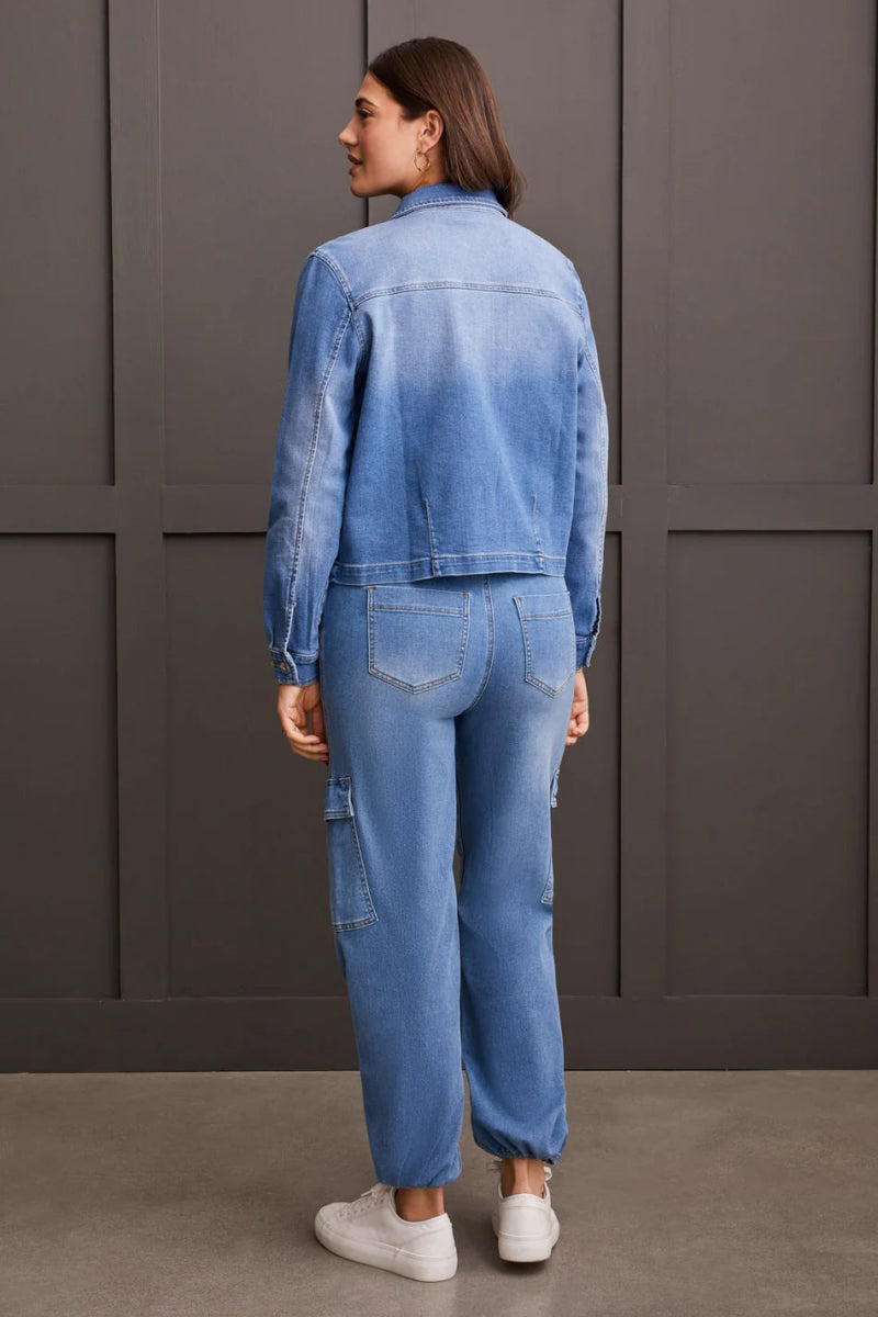 TR5666o Textured Denim Jacket - kc clothing