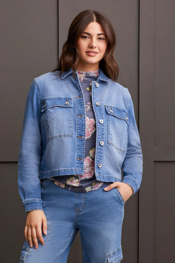 TR5666o Textured Denim Jacket - kc clothing
