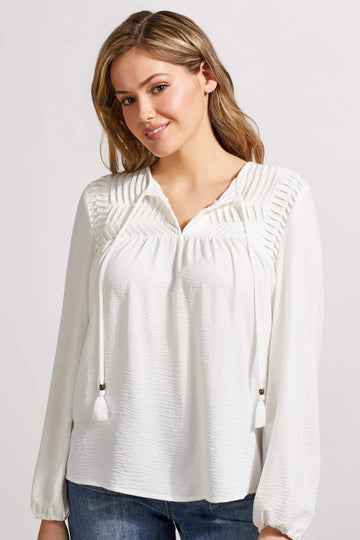 TR5679o Blouse W/ Pleated Yoke - kc clothing