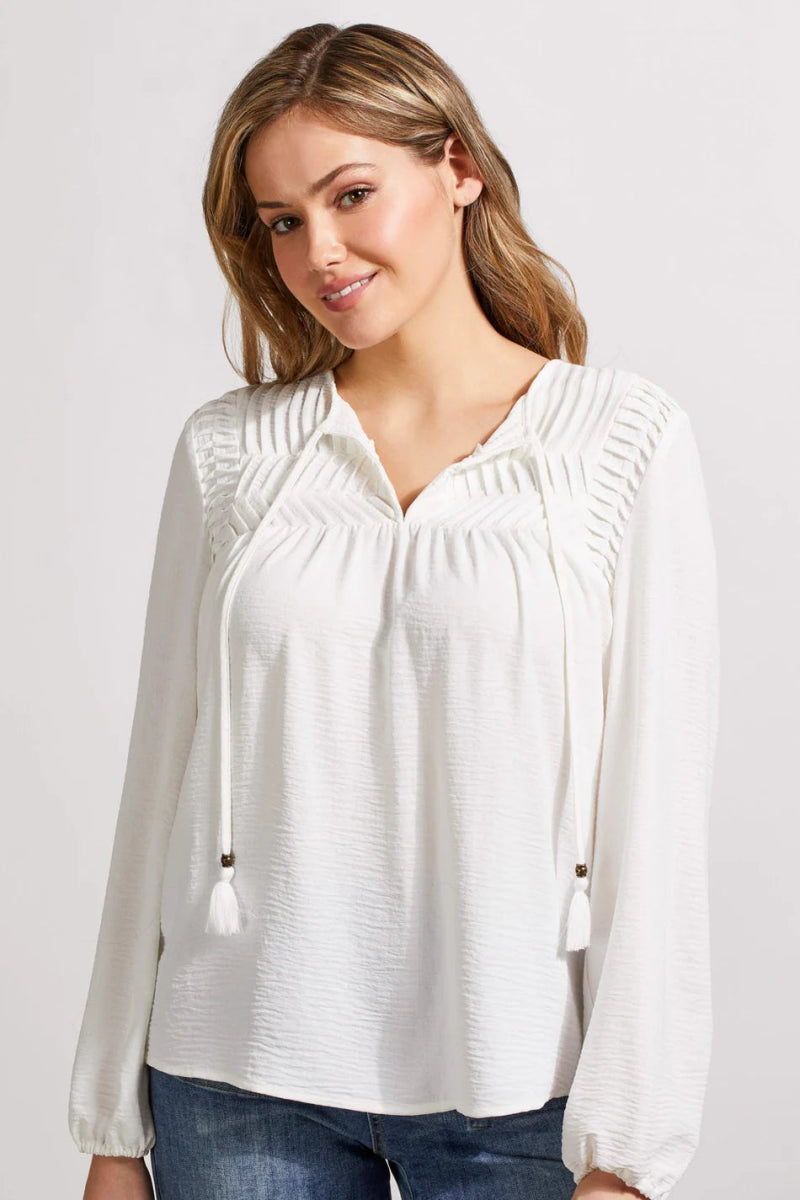 TR5679o Blouse W/ Pleated Yoke - kc clothing