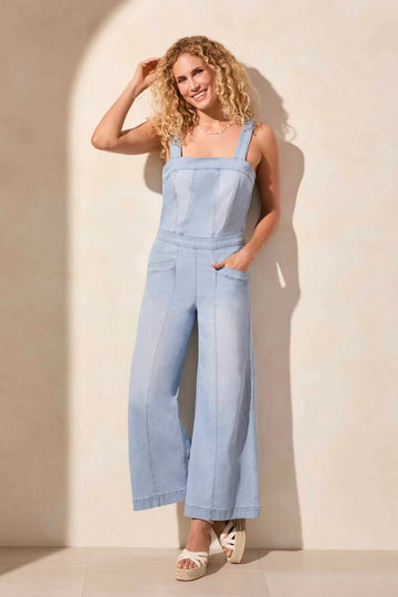 TR5764o Denim Jumpsuit W/Adjustable Straps - kc clothing
