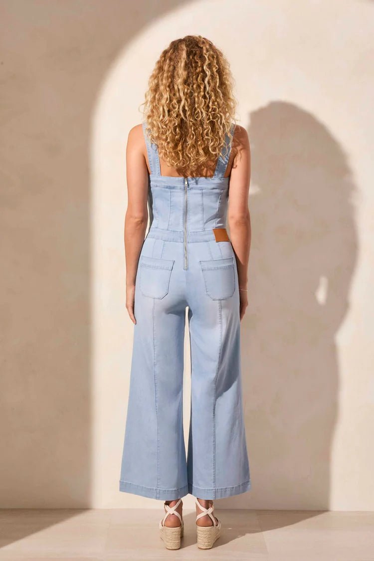 TR5764o Denim Jumpsuit W/Adjustable Straps - kc clothing