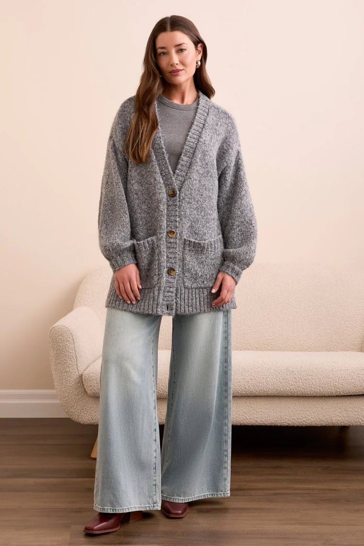 TR5962o Oversize Puff Sleeve Cardigan - kc clothing