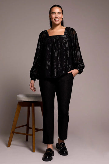 TR6047o Square neck Chiffon Blouse - kc clothing
