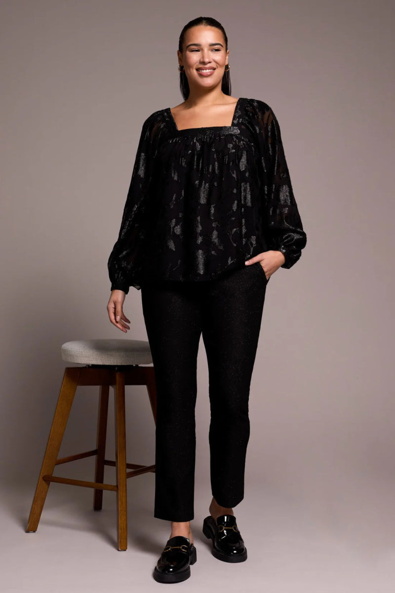 TR6047o Square neck Chiffon Blouse - kc clothing