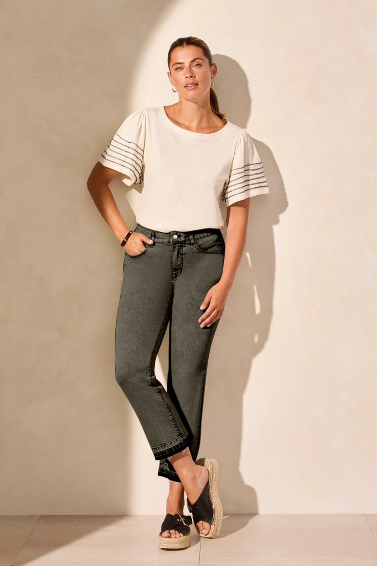 TR7735o Sophia Micro Flare Crop Jeans - kc clothing