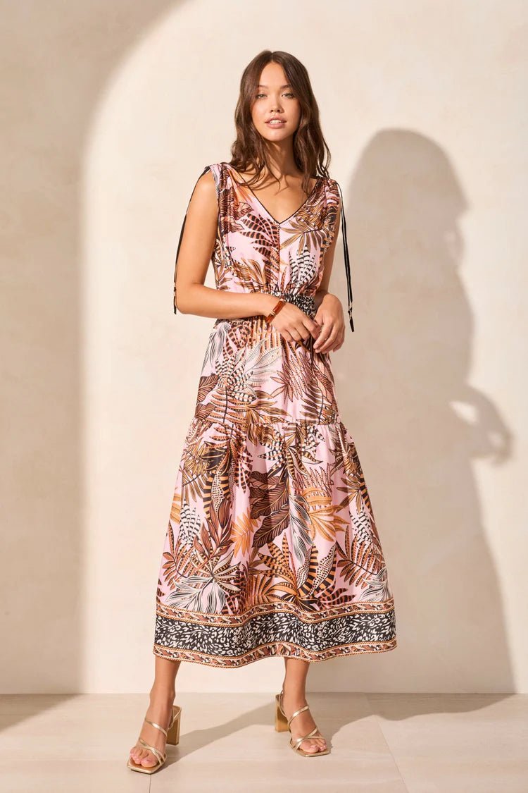TR877o Border Print Maxi Dress - kc clothing