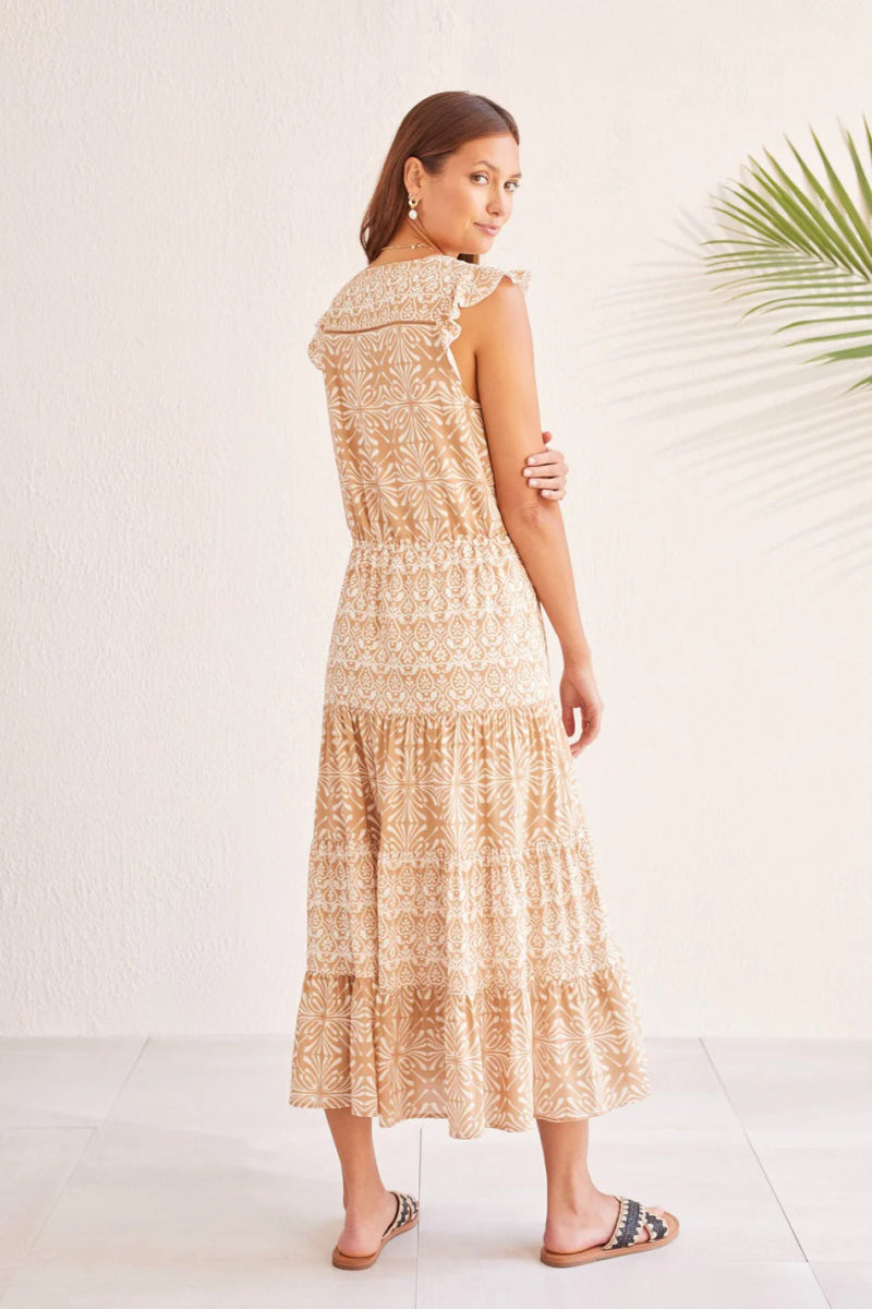 TR888o Lined Combo Print Dress - kc clothing