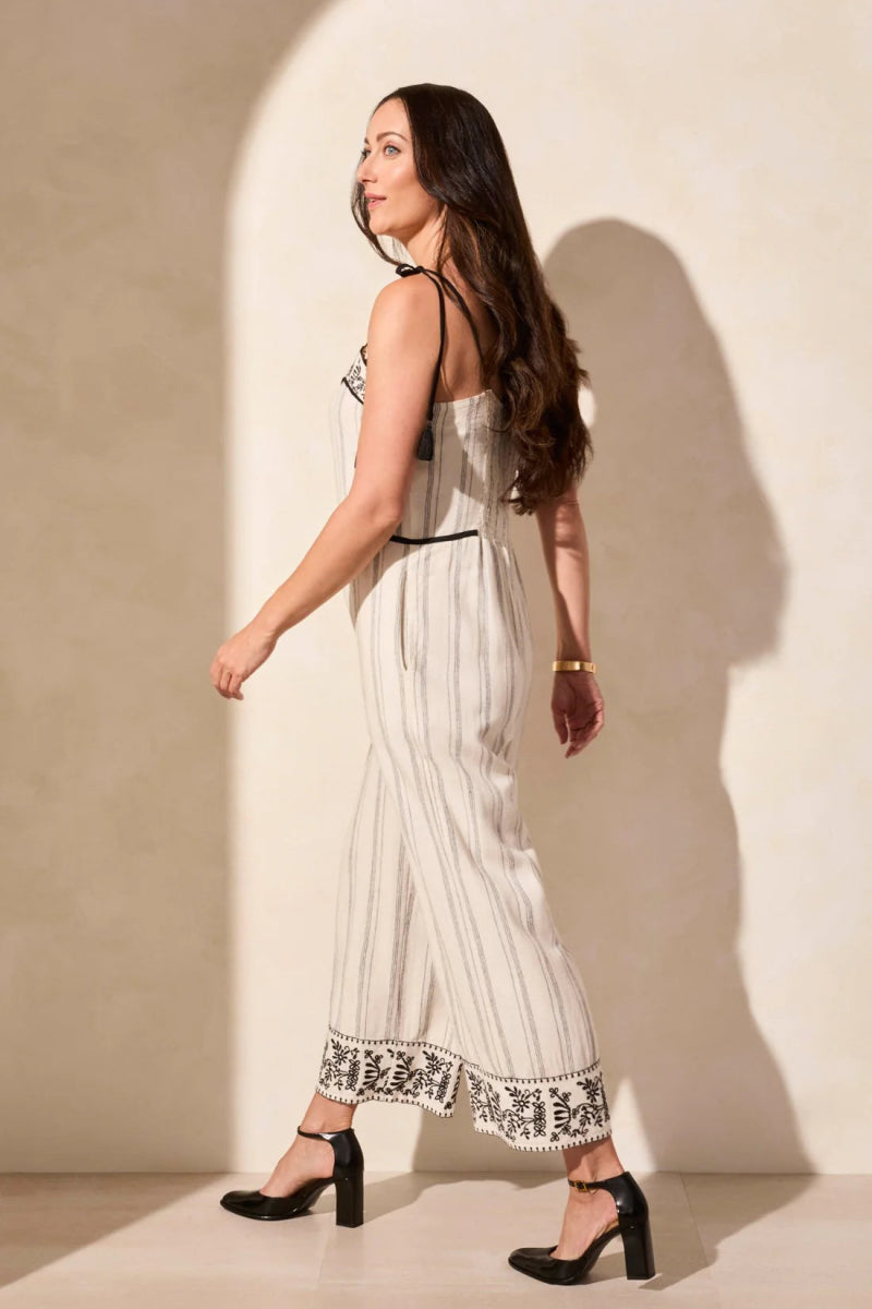 TR910o Embroidred Tassle Strap Jumpsuit - kc clothing
