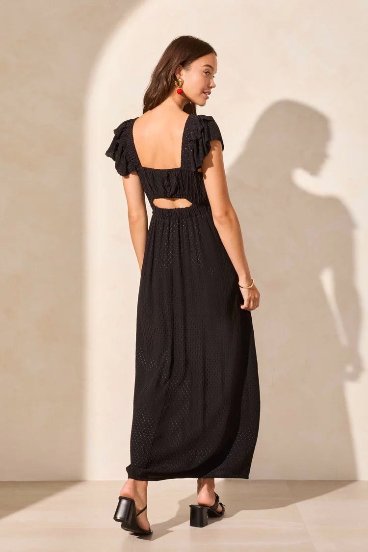 TR917o Maxi Dress W/Frill Accent - kc clothing
