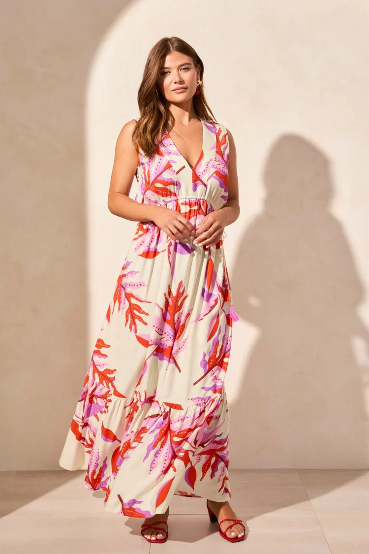 TR923o Empire Waist Flounce Maxi Dress - kc clothing