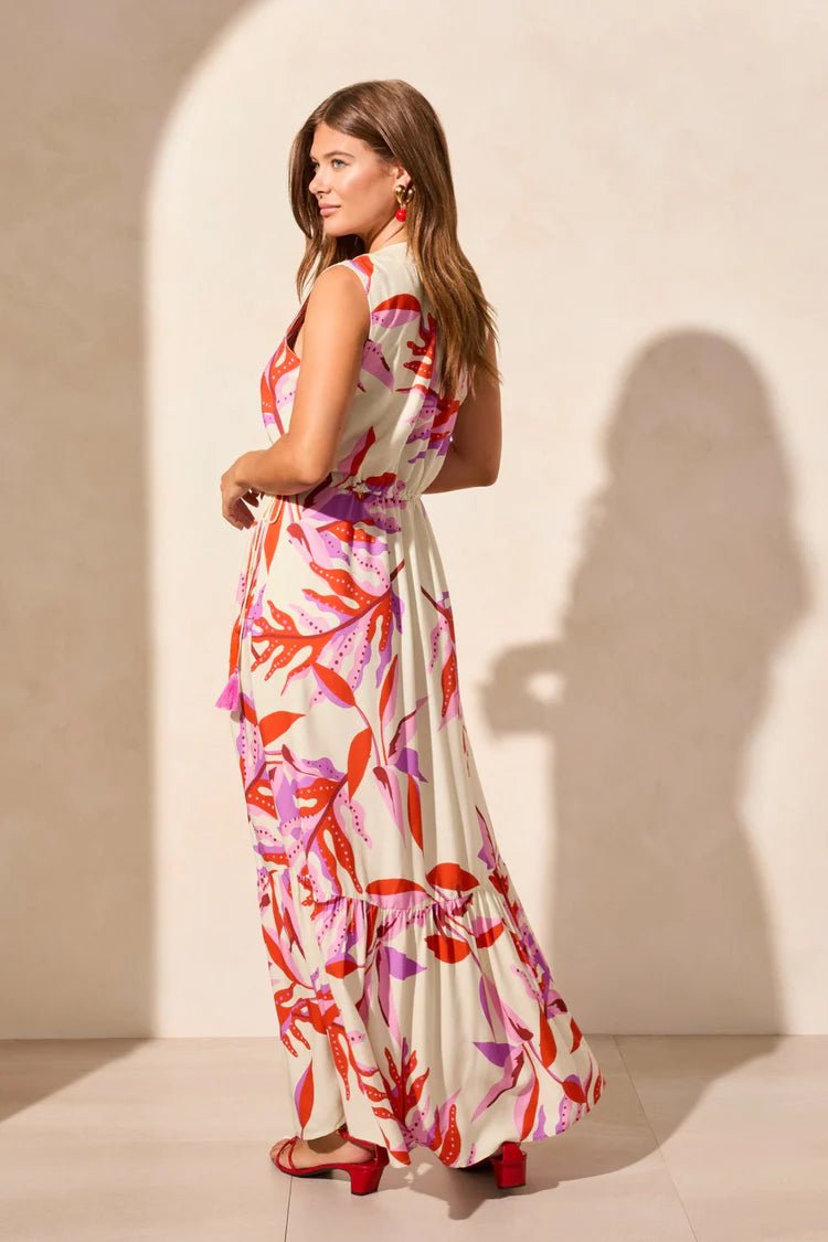 TR923o Empire Waist Flounce Maxi Dress - kc clothing