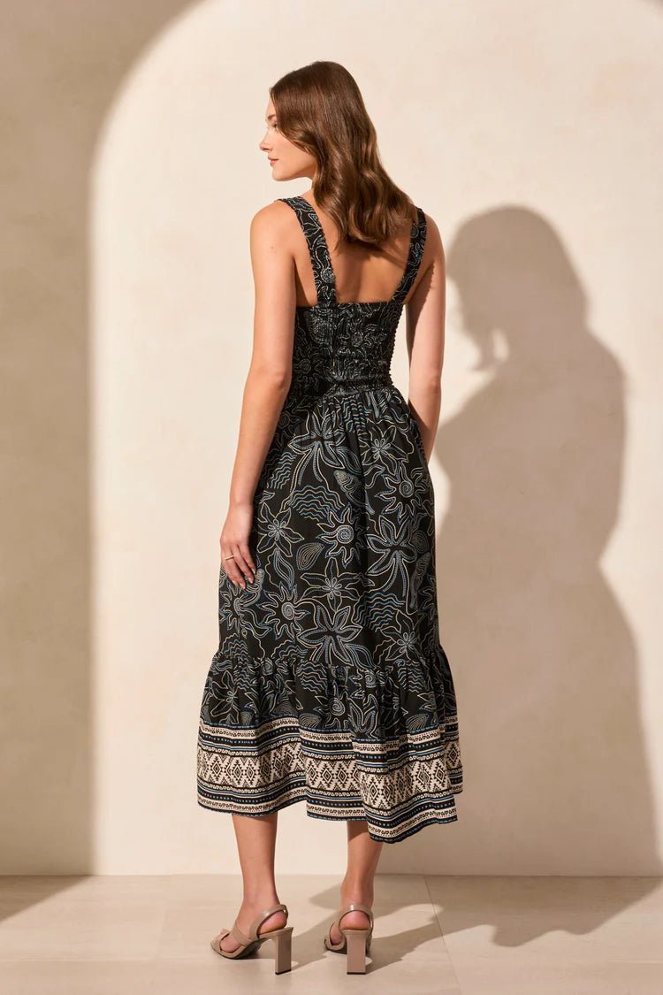 TR937o Lined Sleeveless Dress W/Ruched Square Neck - kc clothing