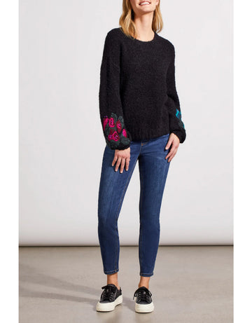 TR5667o Embroidered Sleeve Sweater