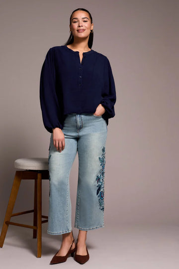 TR5971o L/S Blouse W/Folded Hem