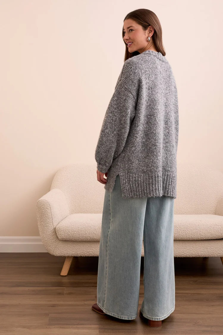 TR5962o Oversize Puff Sleeve Cardigan