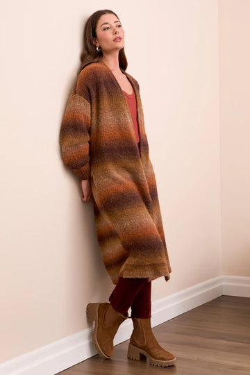 TR5982o Long Cardigan W/Puff Sleeve