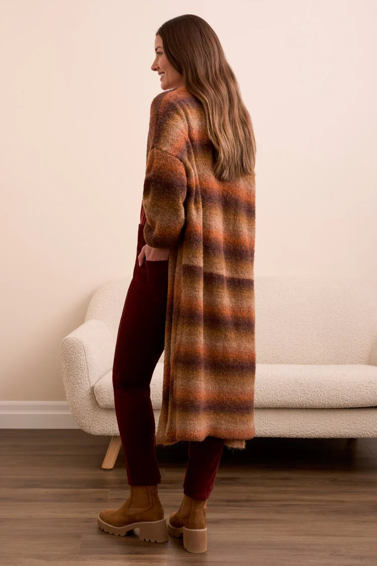 TR5982o Long Cardigan W/Puff Sleeve