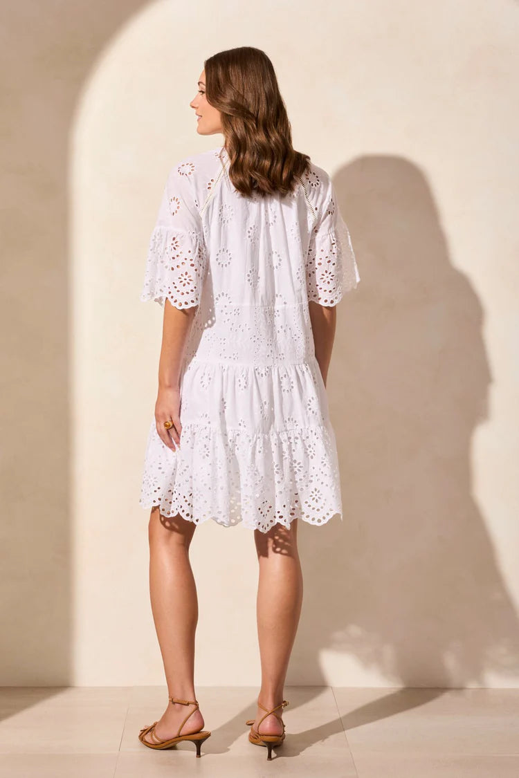 TR5852o Mixed Pattern Eyelet Dress