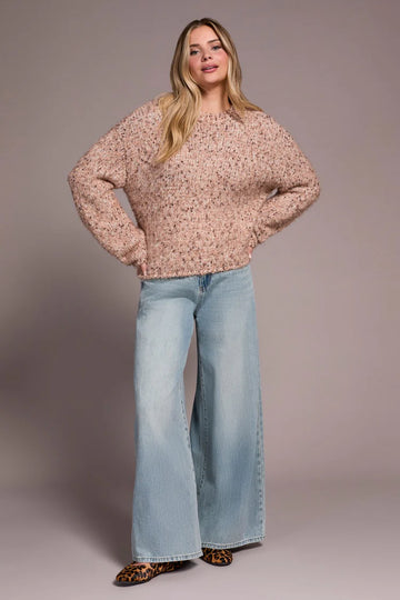 TR5948o Crewneck Puff Sleeve Sweater