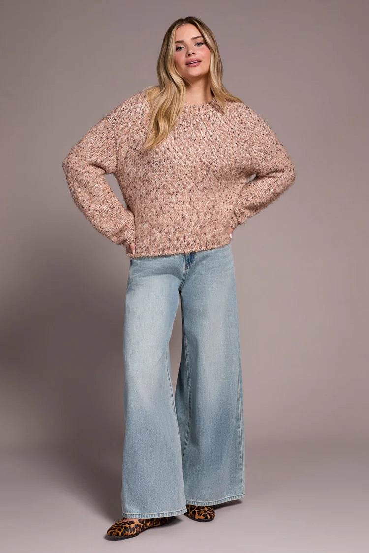 TR5948o Crewneck Puff Sleeve Sweater