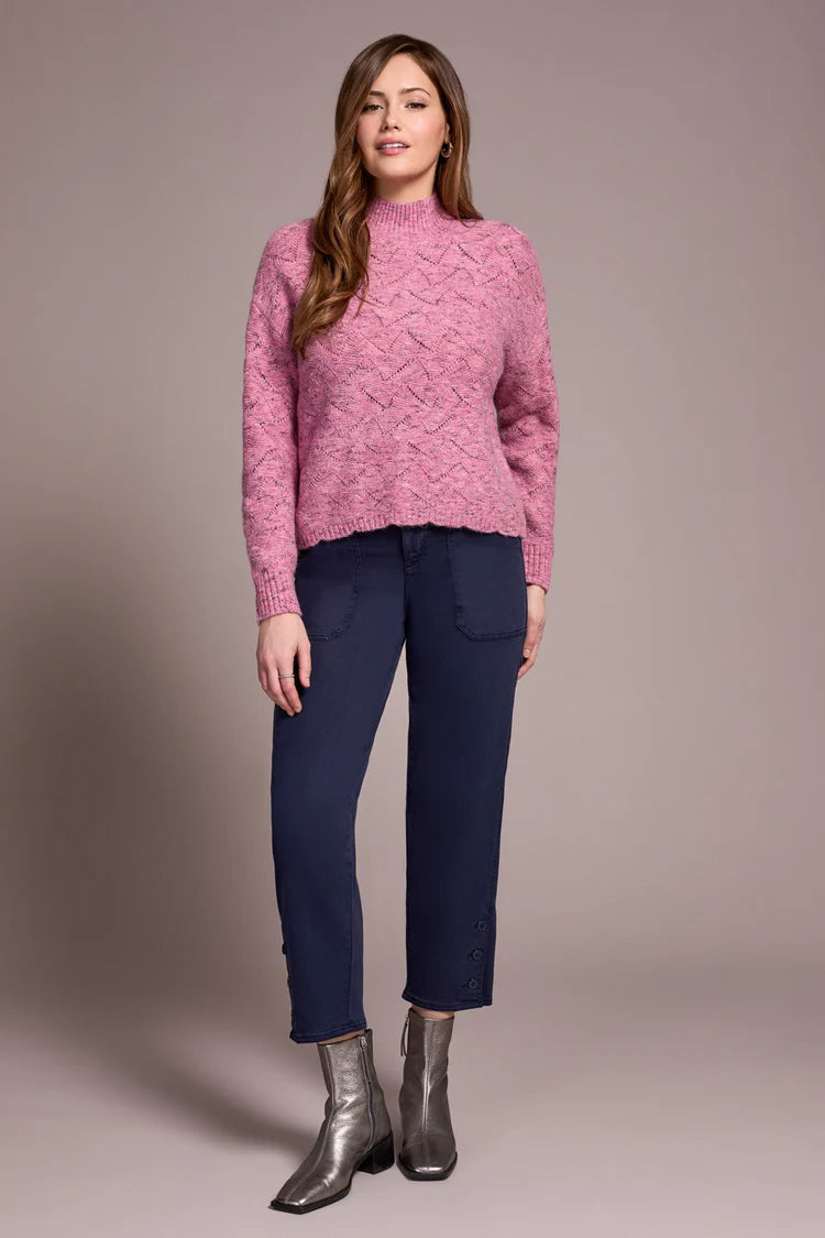 TR5943o Puff Sleeve High Neck Sweater