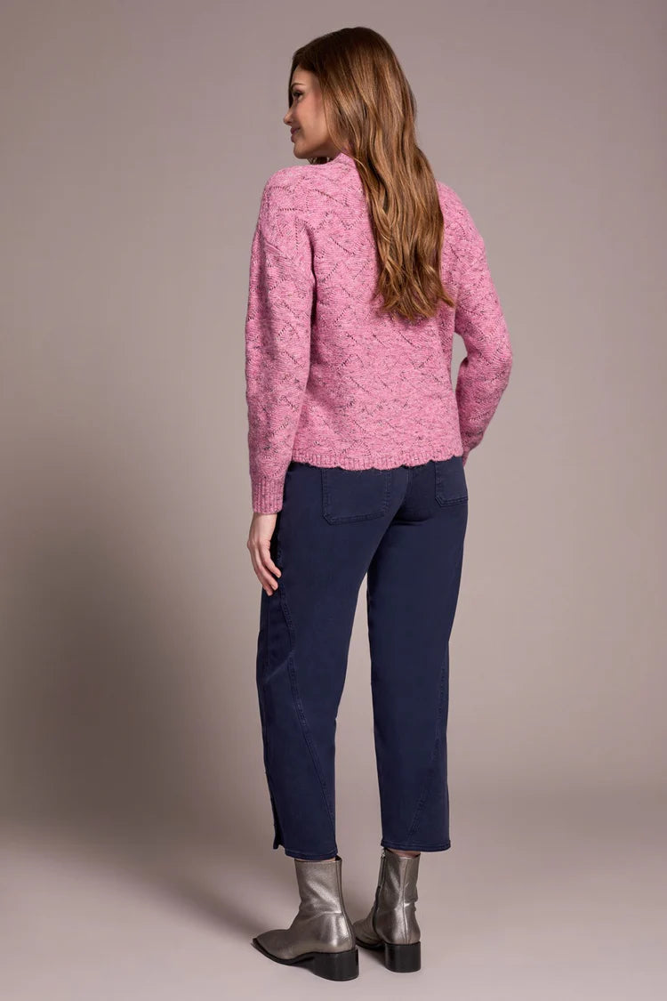 TR5943o Puff Sleeve High Neck Sweater
