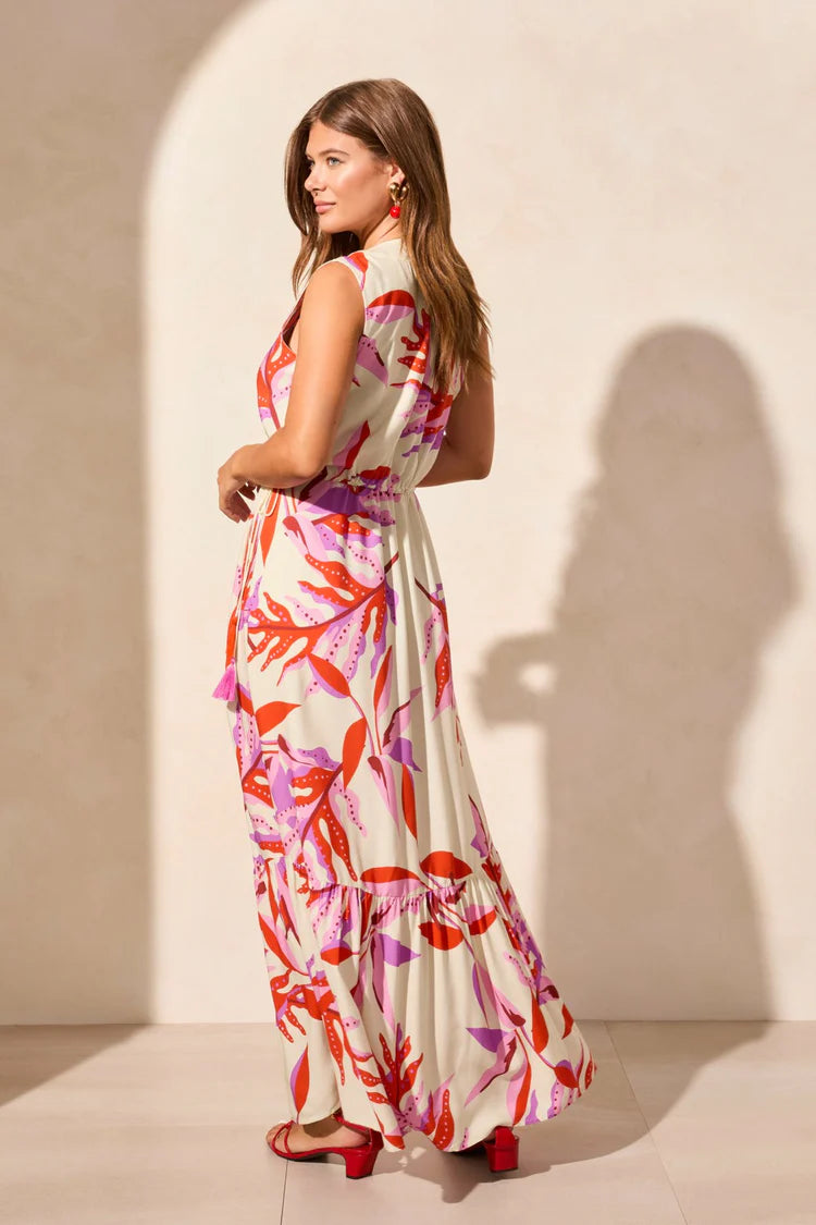 TR923o Empire Waist Flounce Maxi Dress
