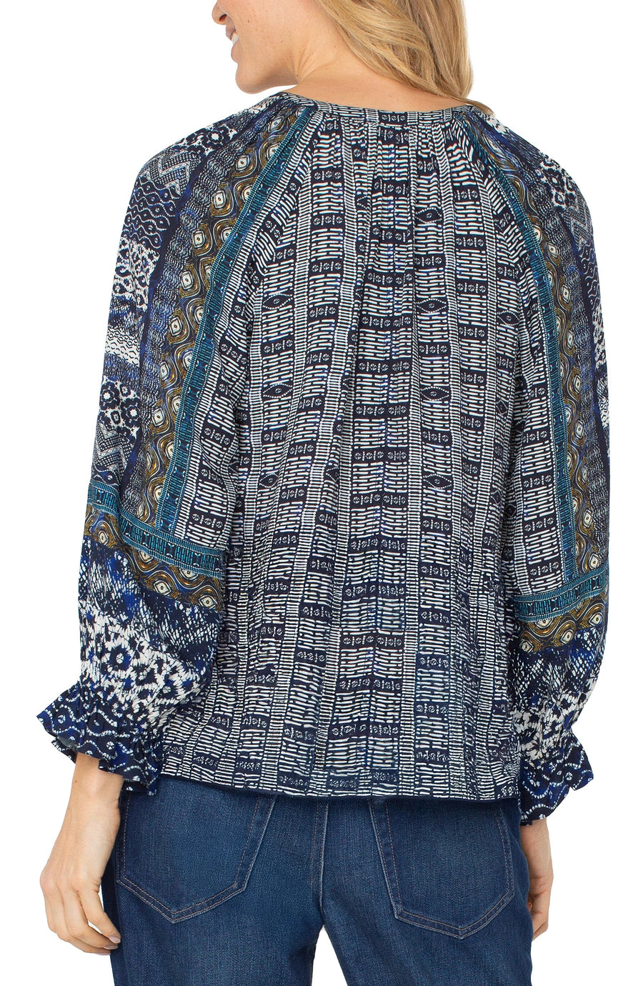 LP8J08 3/4 Sleeve Button Front Woven Blouse