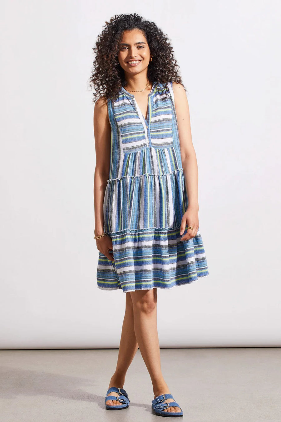 TR5386o Printed Sleeveless Tiered Dress