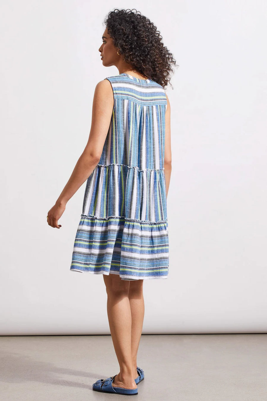 TR5386o Printed Sleeveless Tiered Dress