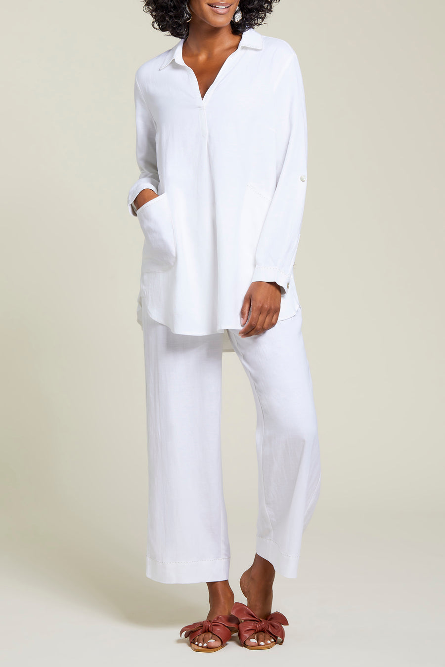 TR1290o Rolled Up Long Sleeve Tunic