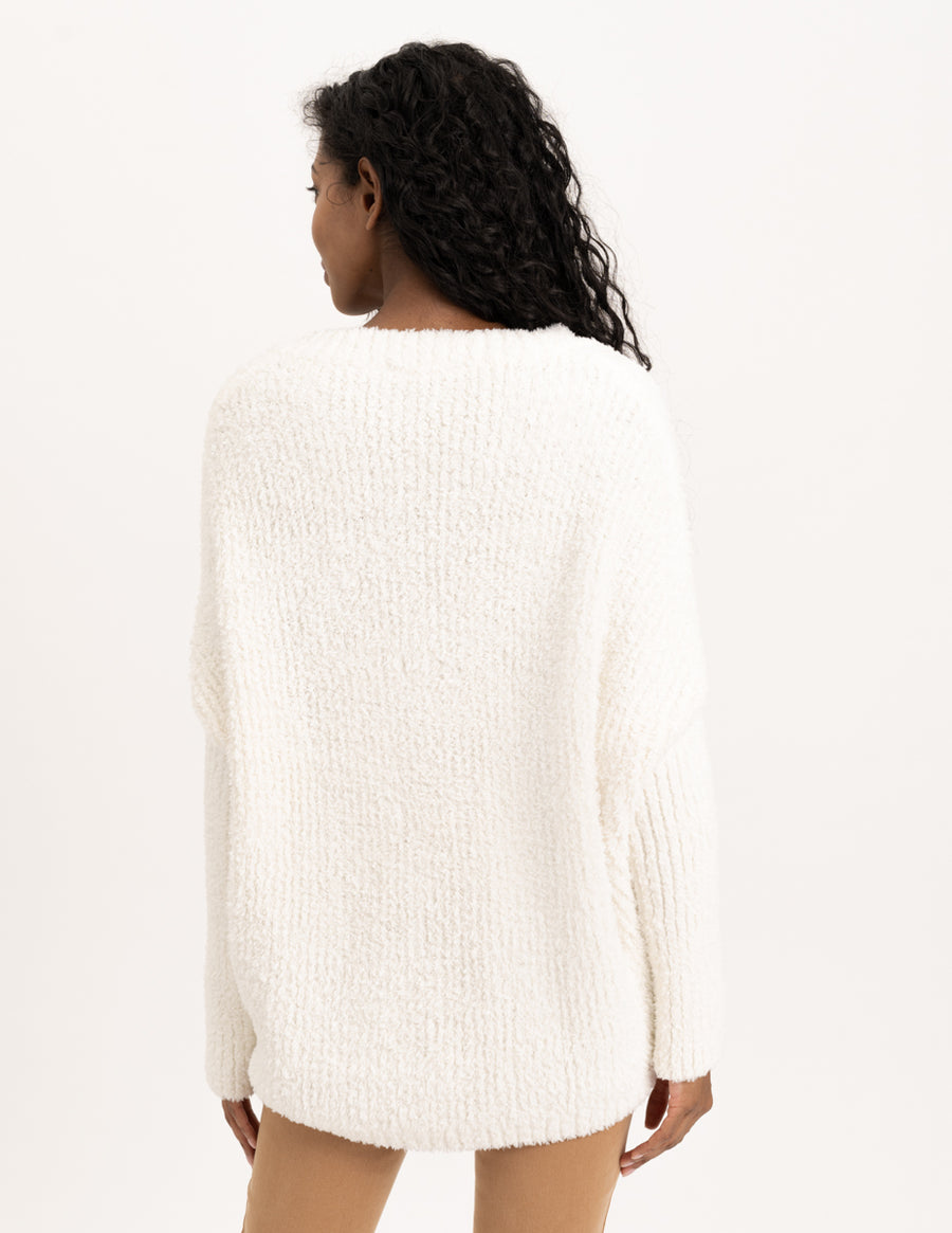 REN6800 Fuzzy V-Neck Sweater